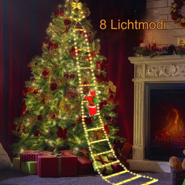 🎄✨ Escalera Navideña con Santa Trepando – 2 Metros de Magia 🎅