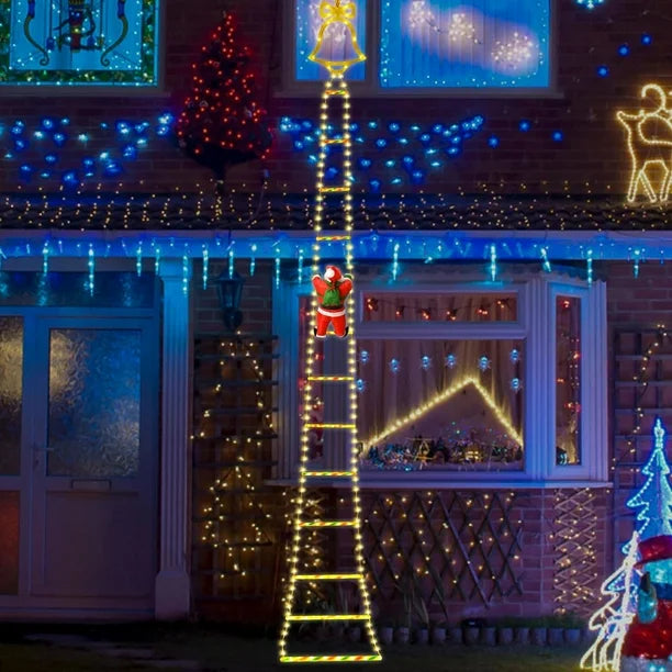 🎄✨ Escalera Navideña con Santa Trepando – 2 Metros de Magia 🎅