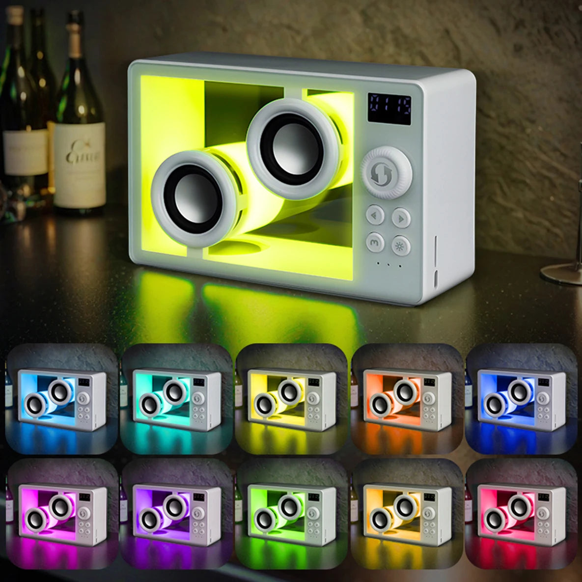 🔊 Mini Parlante Bluetooth “Retro Glow” — Sonido, Estilo y Luz en Uno 💙