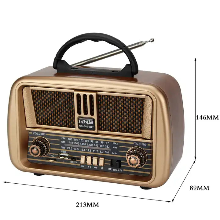 Radio Recargable Vintage Carga Celulares AM/FM/USB/ SD/ BLUETOOTH