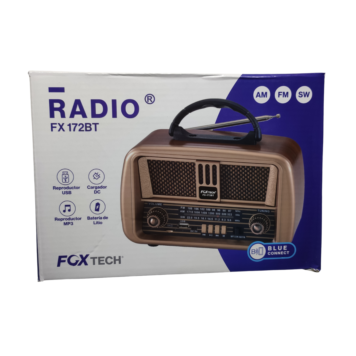 Radio Recargable Vintage Carga Celulares AM/FM/USB/ SD/ BLUETOOTH